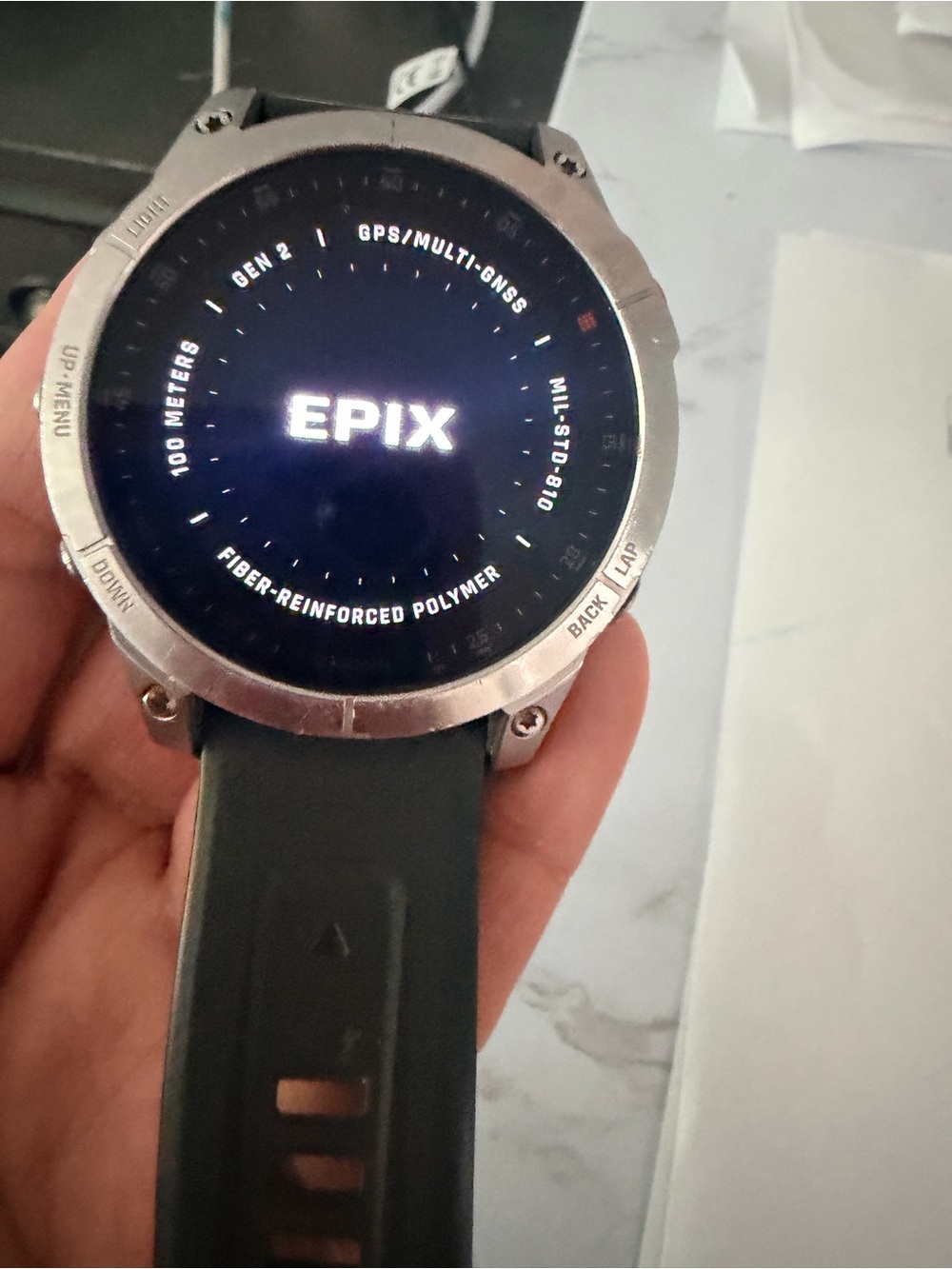 garmin Epix Gen 2 Smartwatch - Silver Bezel, Black Strap